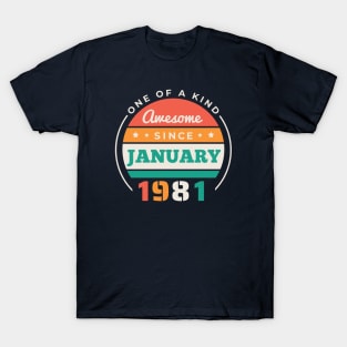 Retro Awesome Since January 1981 Birthday Vintage Bday 1981 T-Shirt